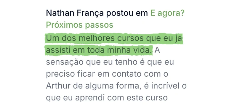Depoimento de Nathan França: um dos melhores cursos que eu já assisti em toda minha vida