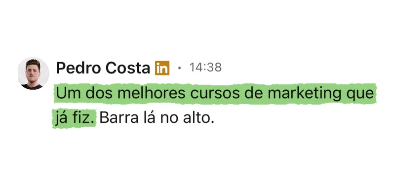 Depoimento de Pedro Costa: um dos melhores cursos de marketing que já fiz
