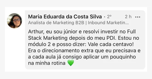 Depoimento de Profissionais juniores