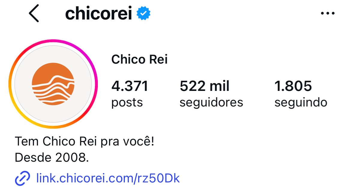 Perfil do Chico Rei (@chicorei) no Instagram: 522 mil seguidores