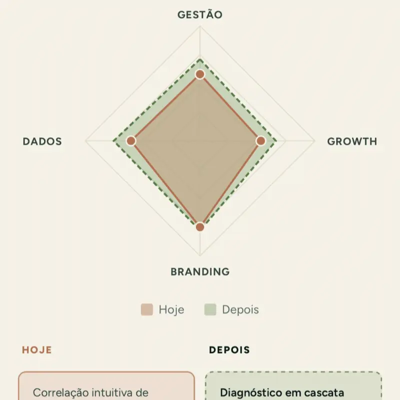 Radar de competências Hoje vs Depois do Plano de Desenvolvimento Individual